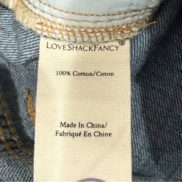 Love Shack Fancy Kala Flare Jeans High Rise Bow Detail Montauk Blue Size 25 New - Picture 14 of 15